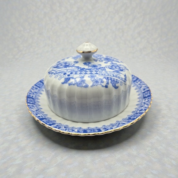 ChinaBlau Other - Vintage China Blau Bavaria Asian Pattern Blue & White Butter Dish Germany